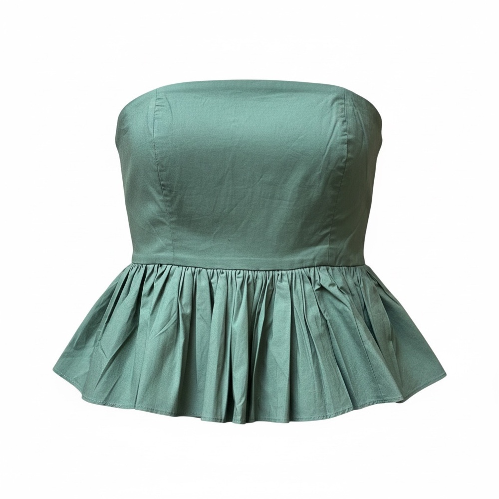 J. Crew Strapless peplum top in stretch cotton poplin blend Sz 8
